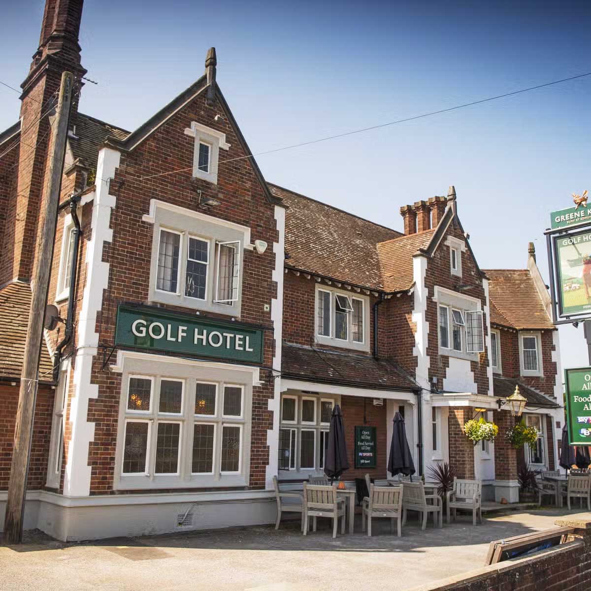 Exterior view of The Golf Hotel in Ipswich