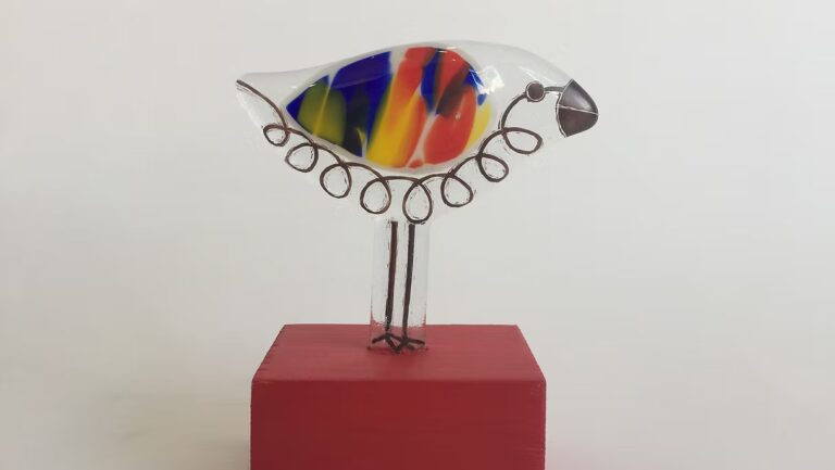 Fused Glass Bird Sculpture