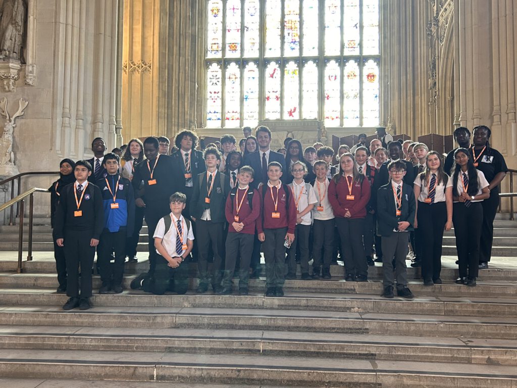 Photograph of young people with Jack Abbott MP in Westminster